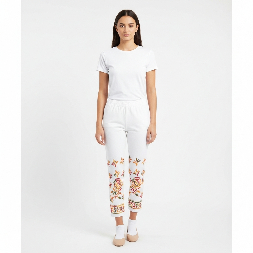 New White multi ankle pants with drawstring - Picture 10 of 10